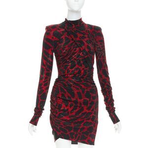 ALEXANDRE VAUTHIER red black Giraffe crystal strass encrusted jersey mini dress
